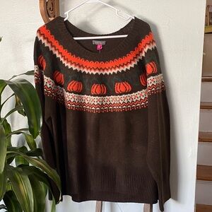 Vince Camuto Brown and Orange Sweater
